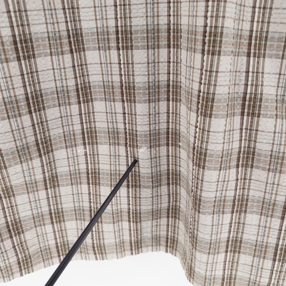 VTG Patagonia Mens Med Puckerware Short Sleeve Shirt Button Brown Plaid Textured - Picture 7 of 9